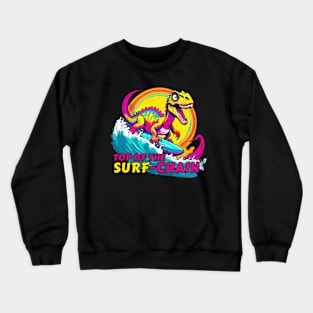 Anime Dinosaur Surfing Funny Crewneck Sweatshirt